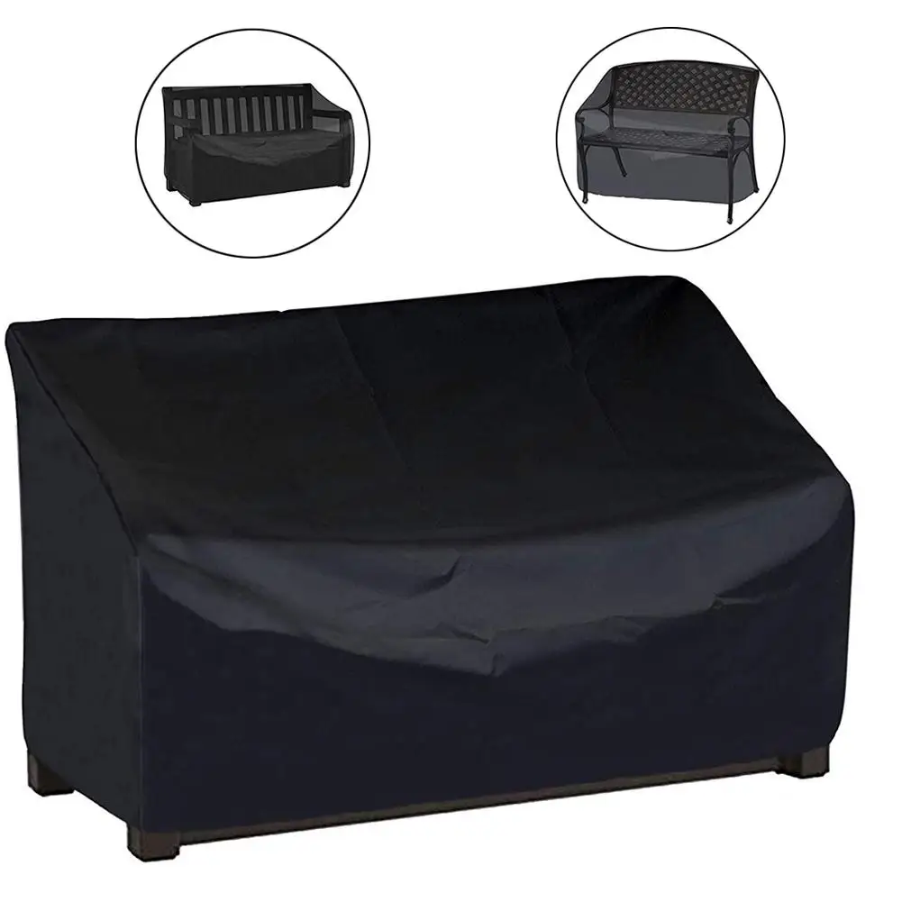 Multiple Specifications Available Garden Bench Dustproof Cover Garden Bench Waterproof Breathable Outdoor Bench Seat Cover Black