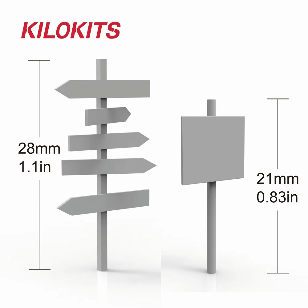 20PCS 1/72 Set di segnali stradali non verniciati in plastica kit di architettura di Layout della ferrovia di paesaggi di diorami artigianali fai-da-te