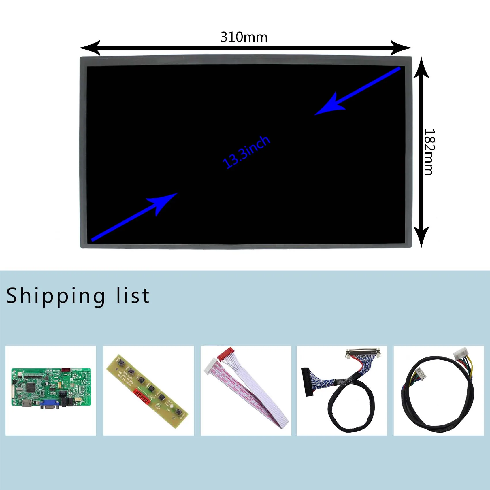 LCD Screen 13.3" LQ133M1LW02 1920X1080 LCD Display with HD-MI VGA Audio LCD Controller Board used to Replace Display/Car display