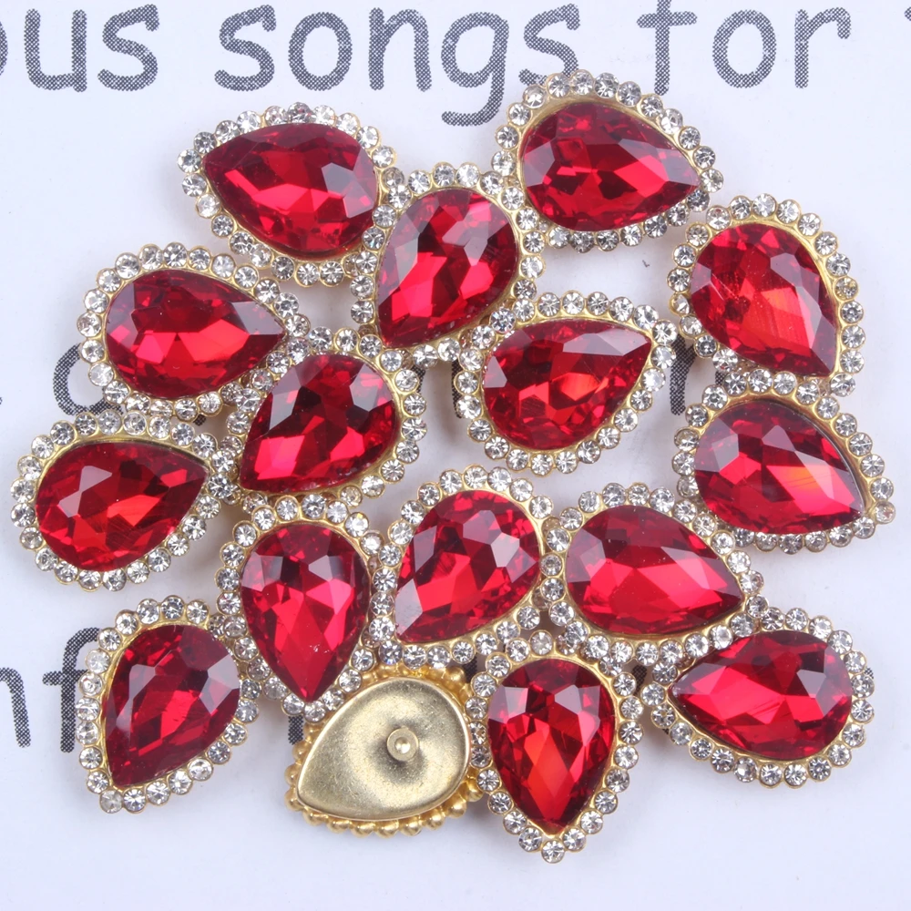 Flatback Claw Rhinestones Many Colors 30pcs Sewing Marquise Tear Shiny Crystals Stones Gold Base Sew On Rhinestones For Clothes