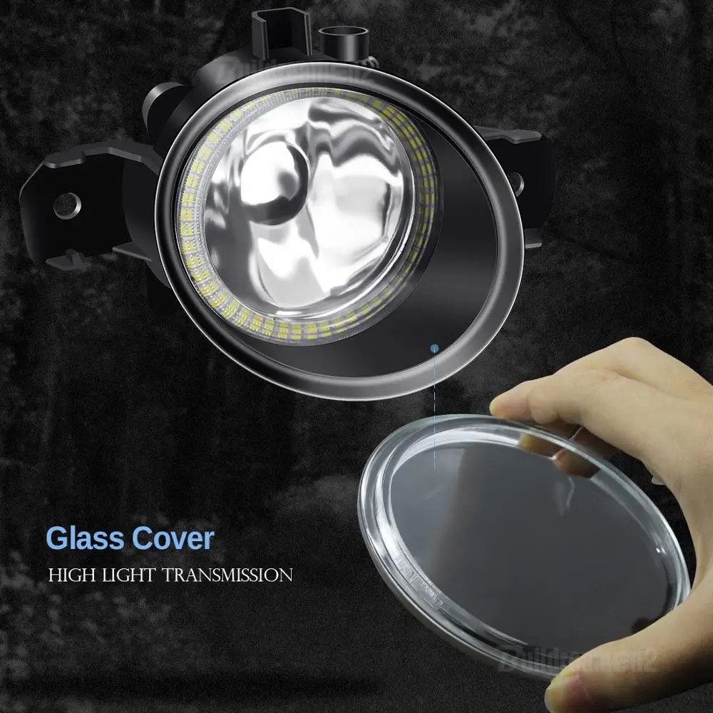 Angel Eye Fog Light Assembly For Nissan X-Trail T30 2001-2006 Car Front Bumper Fog Light Halo Ring Daytime Running Lamp H11 12V