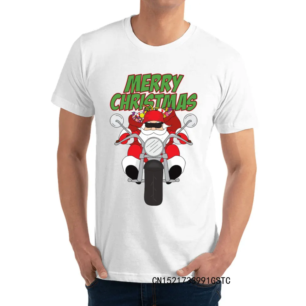 Funny Santa Claus Xmas Merry Christmas Motorcy T Shirts Family Labor Day Premium Cotton Men's Tees Tees 2024 Popular Tshirts