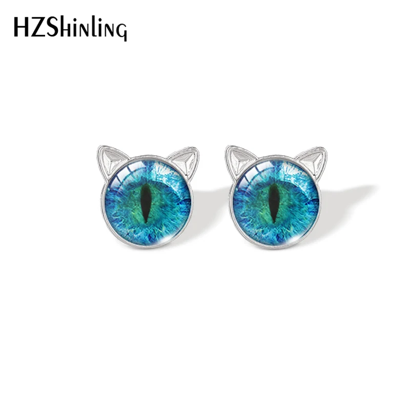 Cat Eye Dragon Eyes Cats Ear Style Glass Cabochon Stud Earrings Fashion Jewelry Earrings of Women