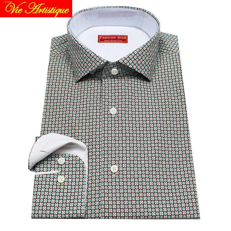 

custom tailor made Men's bespoke cotton floral shirts business formal wedding ware blouse grey retro flower fashion david