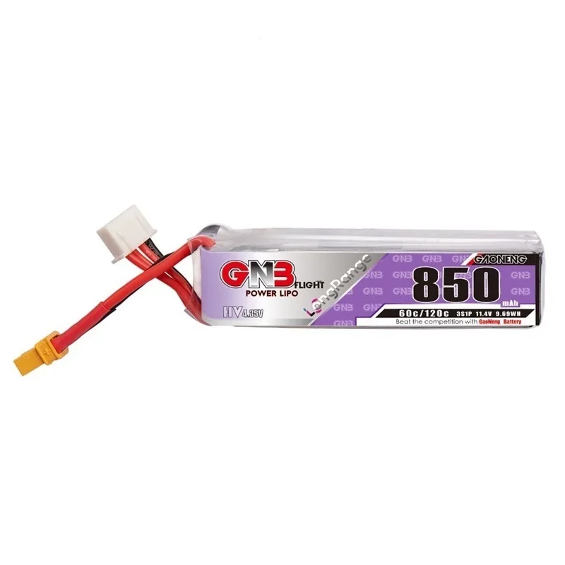 1-10PCS GNB 850mAh 3S 11.4V 60C/120C HV Lipo Battery With XT30U-F Plug for FPV Racing Drone 4 Axis UAV Quadcopter RC Drone Parts