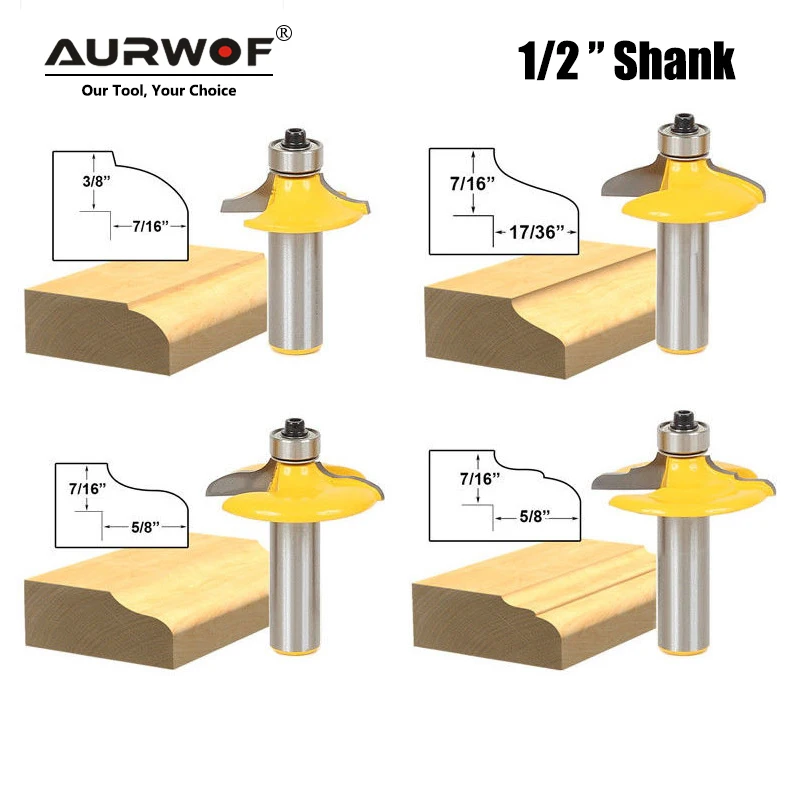 LA VIE 1pc 12mm  1/2 Shank Drawer Face Mill Round Over with Beading Edging Router Bit Set C3 Carbide Tipped Woodworking MC03060