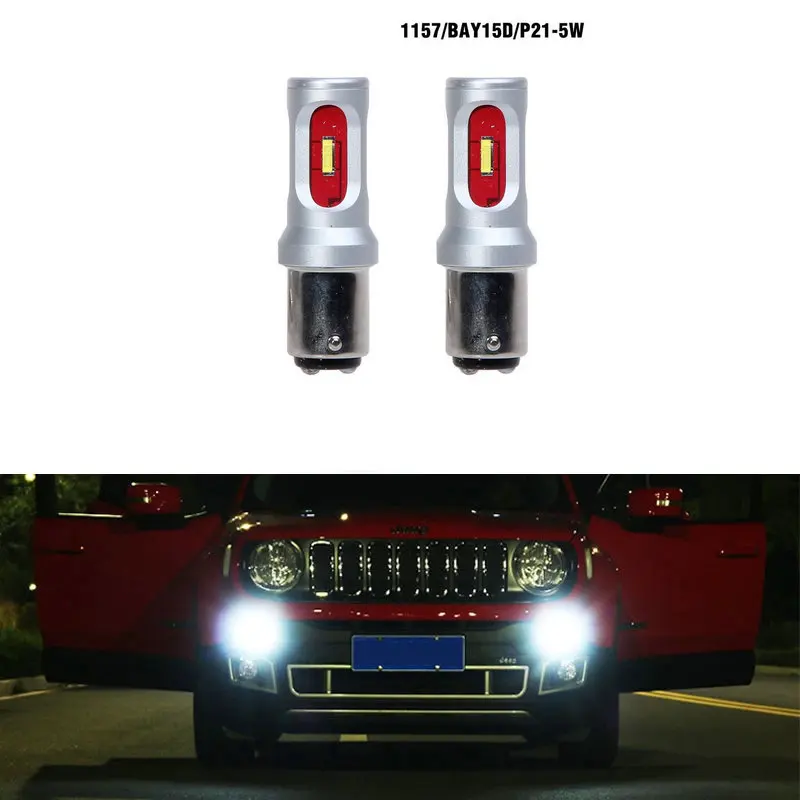 

6000K Xenon White CAN-bus LED Daytime Running Light DRL Bulbs For 2015-up Jeep Renegade 12v 1157 led P21/5W BAY15d Car LED