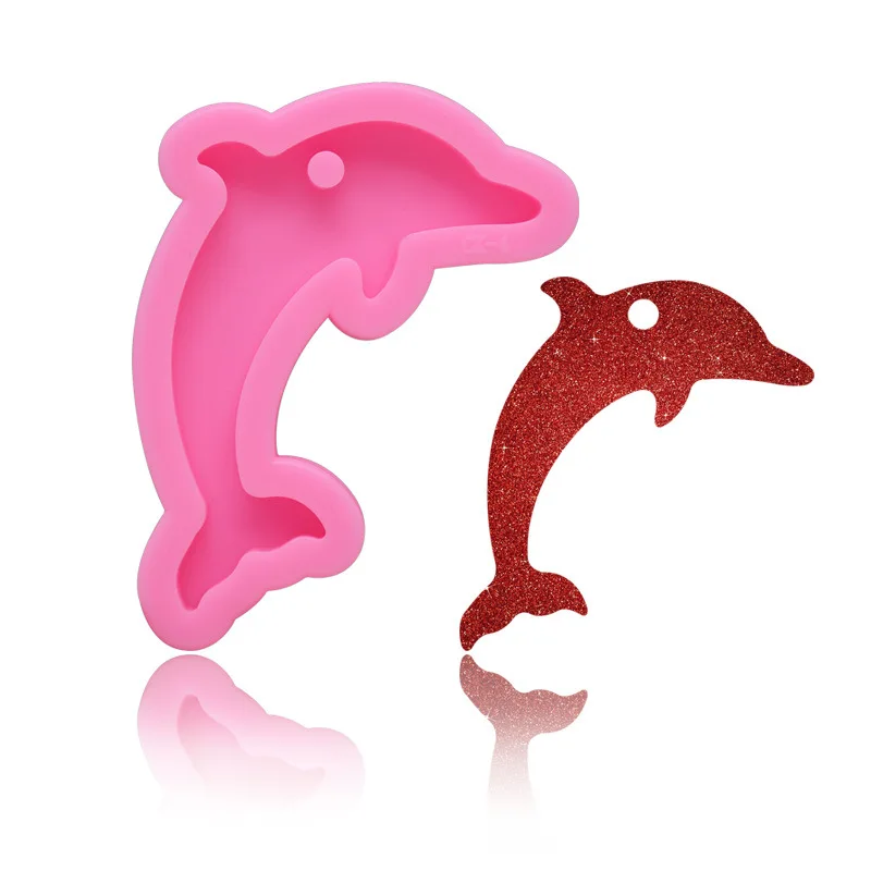 1pc Dolphin Shape Mirror Silicone Resin Pendant Mold Handcraft Pendant Crystal Epoxy Molds DIY Backpack Hanging Jewelry Mould