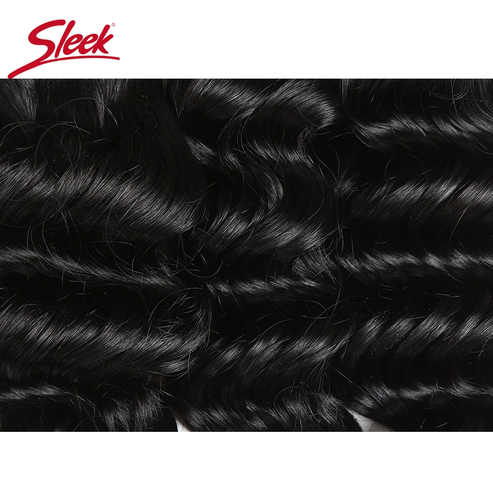 Sleek Hair-extensiones de cabello humano indio Remy, mechones de Color Natural de doble estiramiento, suelto y profundo, 4 unidades por lote, envío gratis