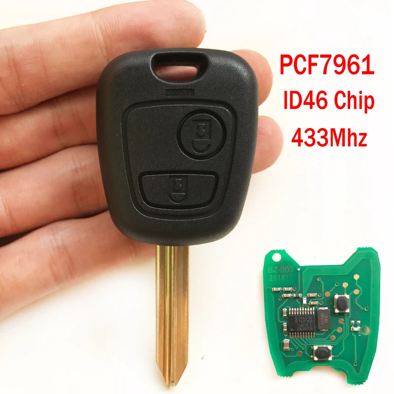 2 przycisk zdalnie sterowany klucz do Citroen Saxo Xsara Picasso Berlingo wymienny kluczyk do samochodu z PCF7961 Chip/433Mhz/SX9 Blade