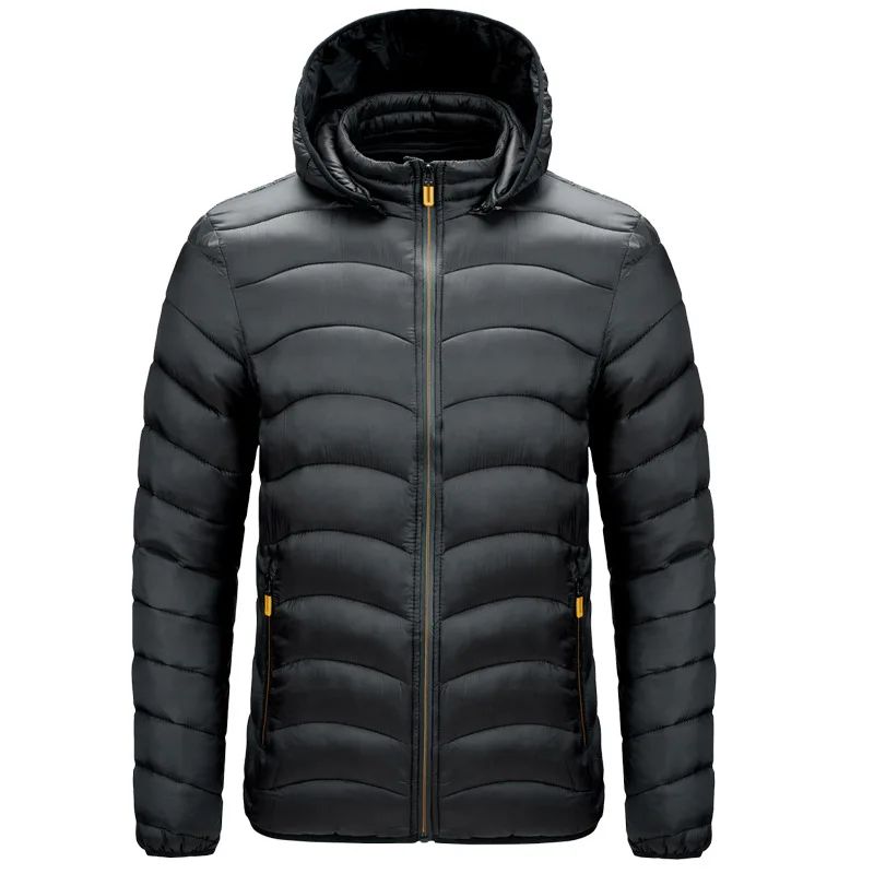 

2021 Hat Detachable Basic Parkas Men Casual Zipper Solid Color Mens Winter Jackets and Coats Warm Fashion Coat for Men