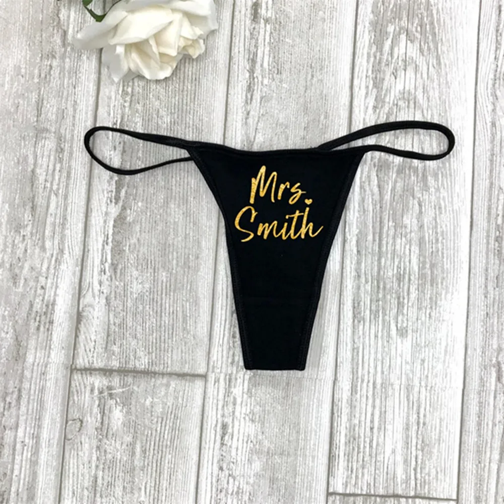 Custom any text lace Bride Thong Personalised Panties - G String Bridal Panties Mrs Thong Personalized Wedding Underwear