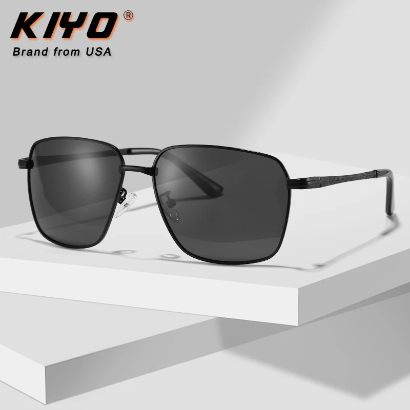 KIYO Brand 2020 New Men Square Polarized Sunglasses Metal Classic Sun Glasses High Quality UV400 Driving Eyewear 2867