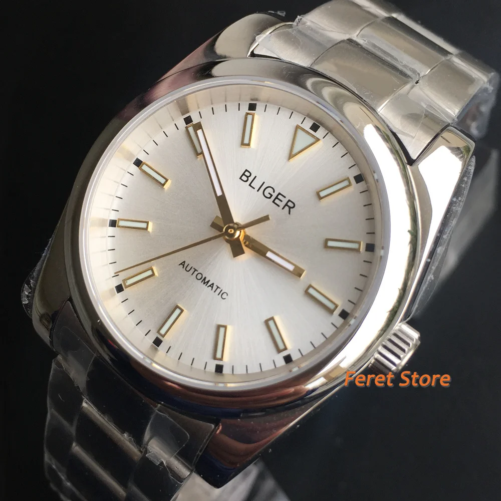 

Bliger 39mm/36mm men watch sterile White Dial sapphire glass stainless steel strap NH35 Miyota tp5000 automatic mechanical