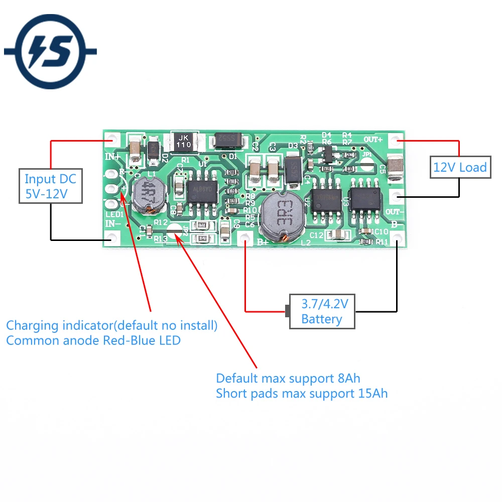 100Pcs DC 5V-12V to 12V Battery Charge Discharge UPS Protection Step Up Booster Module Charging for 18650 Lithium Voltage