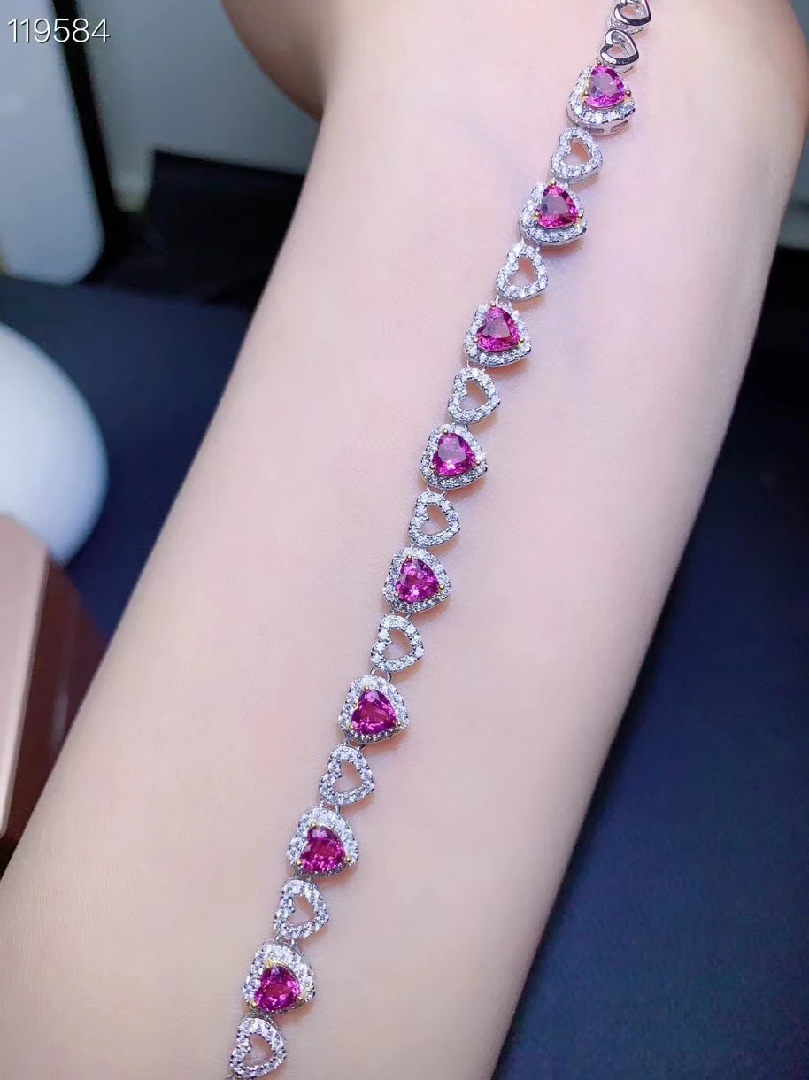 KJJEAXCMY fine jewelry S925 sterling silver inlaid natural Garnet new Girls exquisite hand Bracelet Support test Chinese style