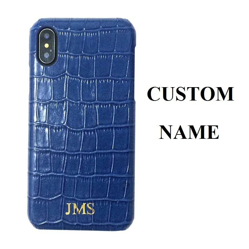 Custom Print Write Name Initials Letters Logo Genuiune Leather Case For iPhone X XS Max XR XsMax 10 Luxury Phone Cover Dropship