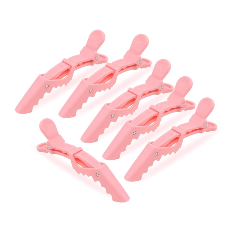 

6Pcs Pink Hairdressing Clamps Claw Clip Hair Salon Plastic Crocodile Barrette Holding Hair Section Clips Grip Tool Accessories