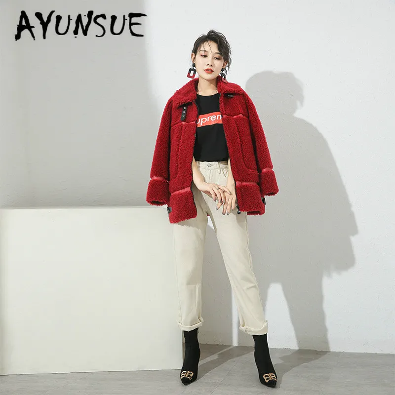 Autumn Winter Coat Women Clothes 2020 Sheep Shearing Real Fur Coat 100% Wool Jacket Women Korean Fashion Fur Tops 19032 YY2083