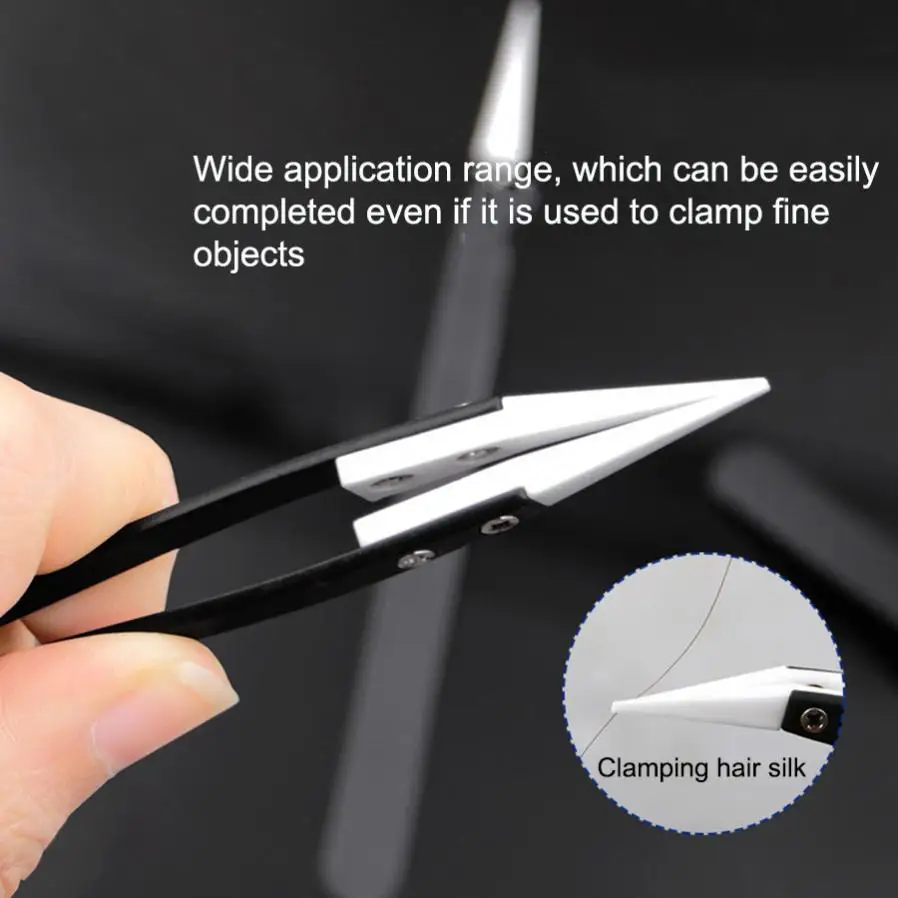 Stainless Steel Ceramic Tweezers Set High Temperature Resistance 1.0MM Repair Tool Kit for Electronics / Jewelry / Fine Crafts