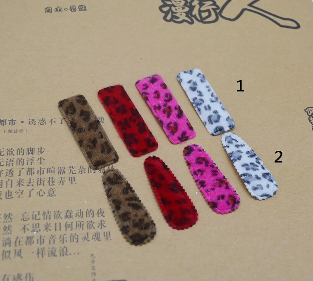 

Leopard Print Mink Hair Clip Cover Padded Appliques, Handmade, DIY, Children Hair Accessories, 5.5cm, 40Pcs Lot