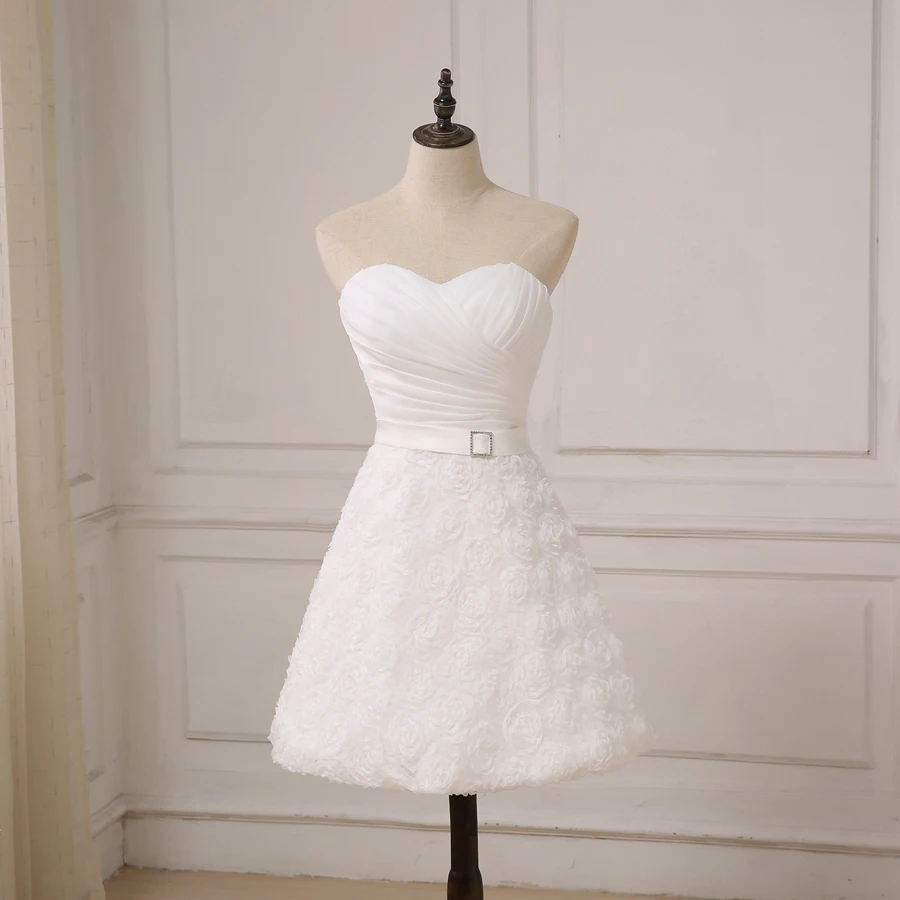 Jiayigong Short Wedding Dresses Sweetheart Knee Length A-line Lace Little White Dress Vestido De Noiva Robe De Mariee