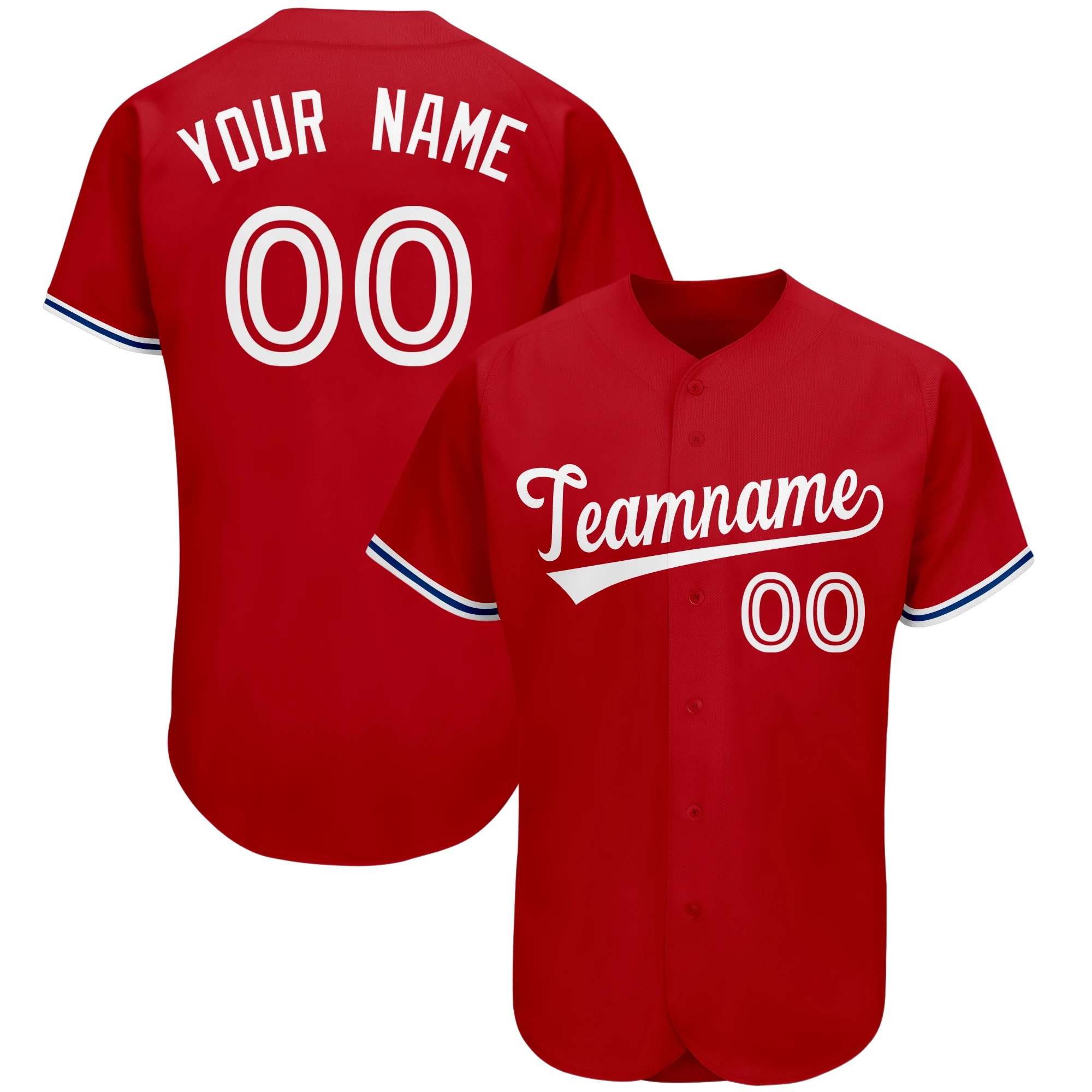 Bild 6: Baseball-Trikot, geteilte halbe Button-Down-Hemden, personalisierte, individuell genähte Buchstaben und Zahlen
