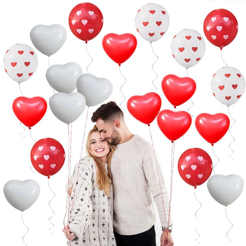 

Round Heart Latex Helium Balloons, Wedding Decoration, Birthday Party, Valentine's Day, Proposal Background Decor, 40 Pcs, 80Pcs