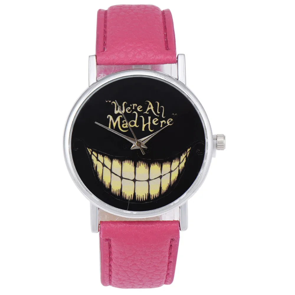 Nice Pop Pop funny grinning pattern pure black background English graffiti no number  models leather quartz round gift  watches