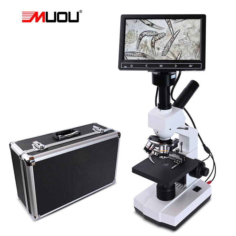 5MP HD Professional Mites Sperm biological Lab Digital Microscope Led + electronic eyepiece + 7-inch LCD screen USB Data line