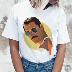 Freddie Mercury t shirt Ullzang tshirt Women Female New t-shirt Queen Band Aesthetic Summer Casual Femme Graphic