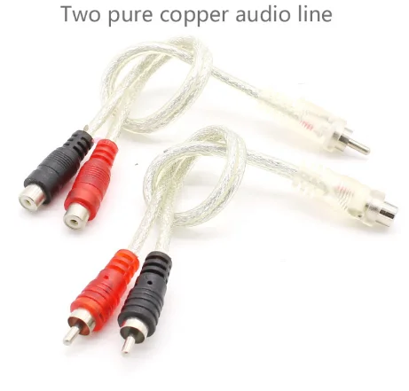 1pc Two Pure Copper Audio Line Car Audio Wire Signal Lines One Male 2 Female or A Female 2 Male RCA Power Amplifier Audio Cable