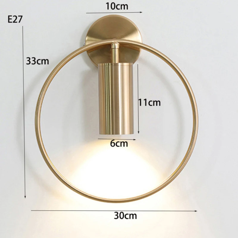 Nordic Iron Light Fixture Decoration Wall Lamp Simple Circle Wall Lights LED Bedroom Bedside  Wall Sconce  AC85-265V  E27