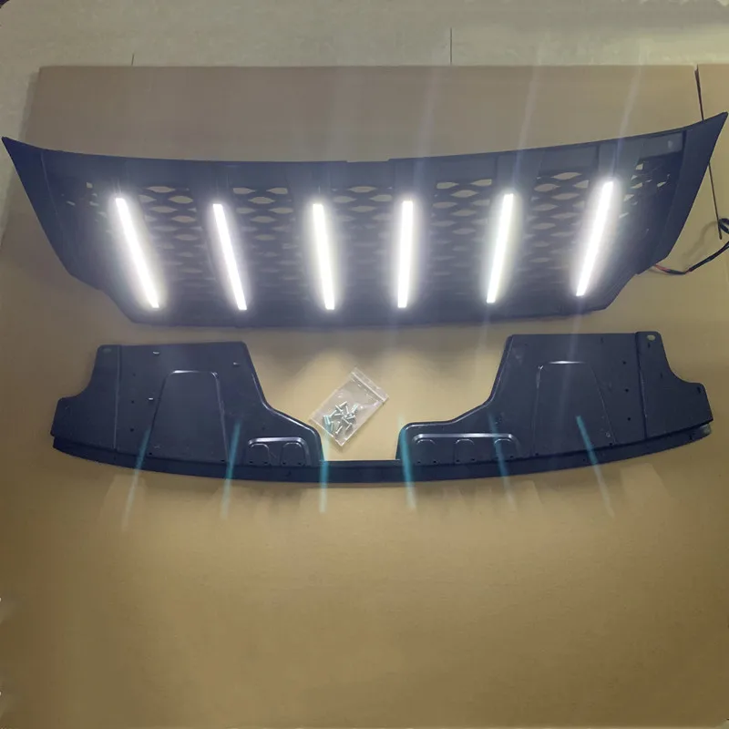 FRONT RACING GRILLS BUMPERS MASK GILL WITH LED DRL ACCESSORIES ABS MATTE BLACKG RILLE FIT FOR NISSAN NAVAR NP300 2015-2017 CAR