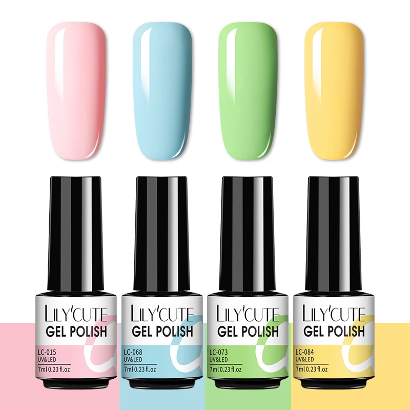 LILYCUTE 7ml Summer Color Series UV Gel Nail Polish Semi Permanent Colorful Nail Art Gel Varnish Base Top Coat Soak Off Gel