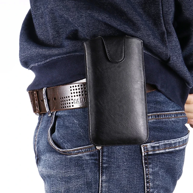 Holster Belt Phone Case 4.7-6.5 Inch Universal For iPhone Samsung Huawei Xiaomi LG Smart Phones Leather Ultra-thin Waist Bag