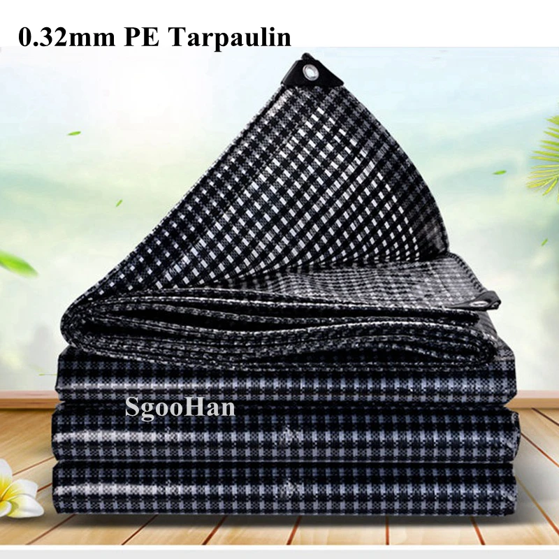 Black Squares PE Tarpaulin Rainproof Cloth Outdoor Awning Shading Sail Boat Truck Canopys Ground Pet House Shed Waterproof Cloth