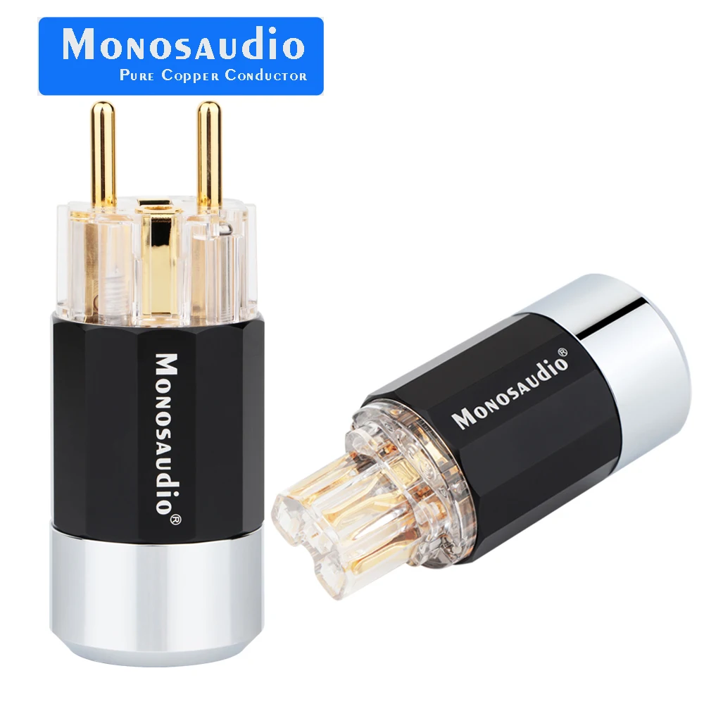 

Monosaudio High Quality E109G/F109G 99.99% Pure Copper EU Plug Type Schuko Power Plugs Connector For DIY HIFI Power Wire