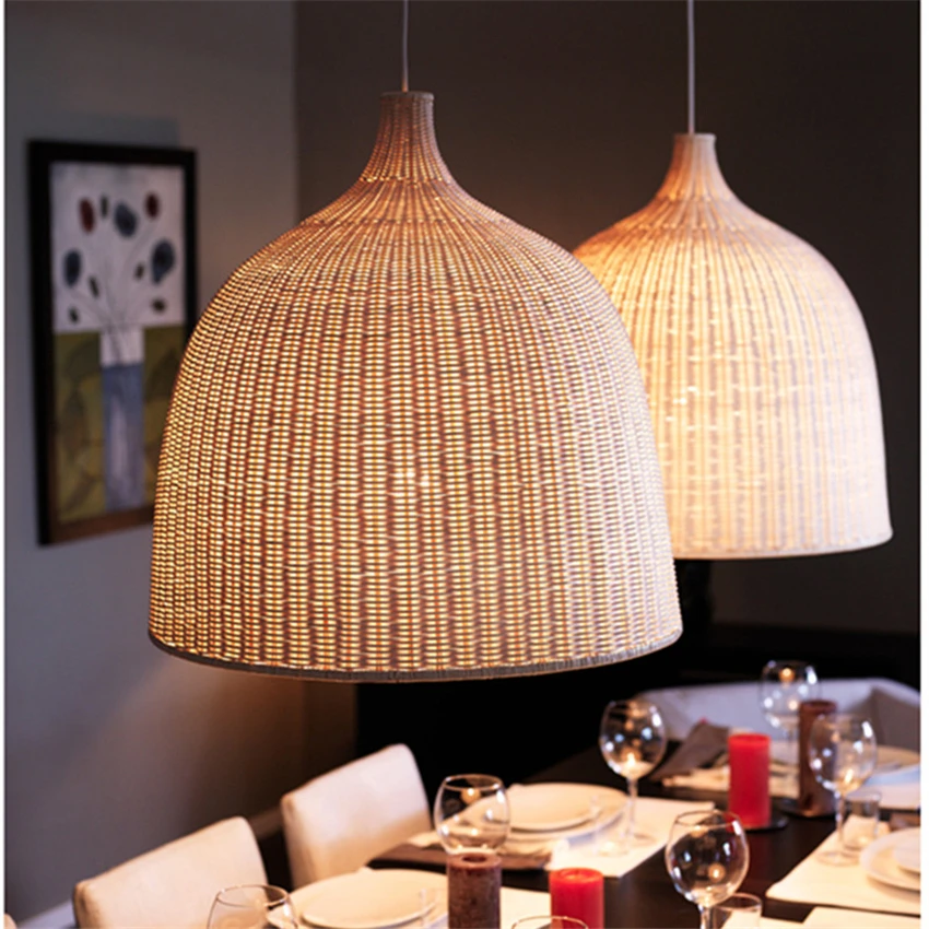 Southeast Asia Bamboo Pendant Lights Creative Restaurant Lamp Hot Pot Shop Famous Hotel Rattan Weaving Hanging Lamps Fixtures