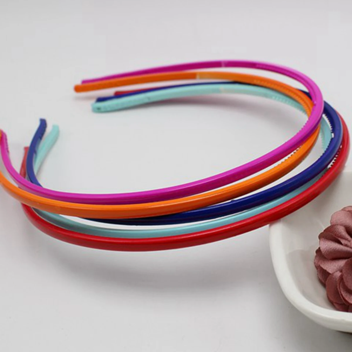 10 Mixed Bubblegum Color Plastic Narrow Thin Hair band Headband 4mm With Teeth