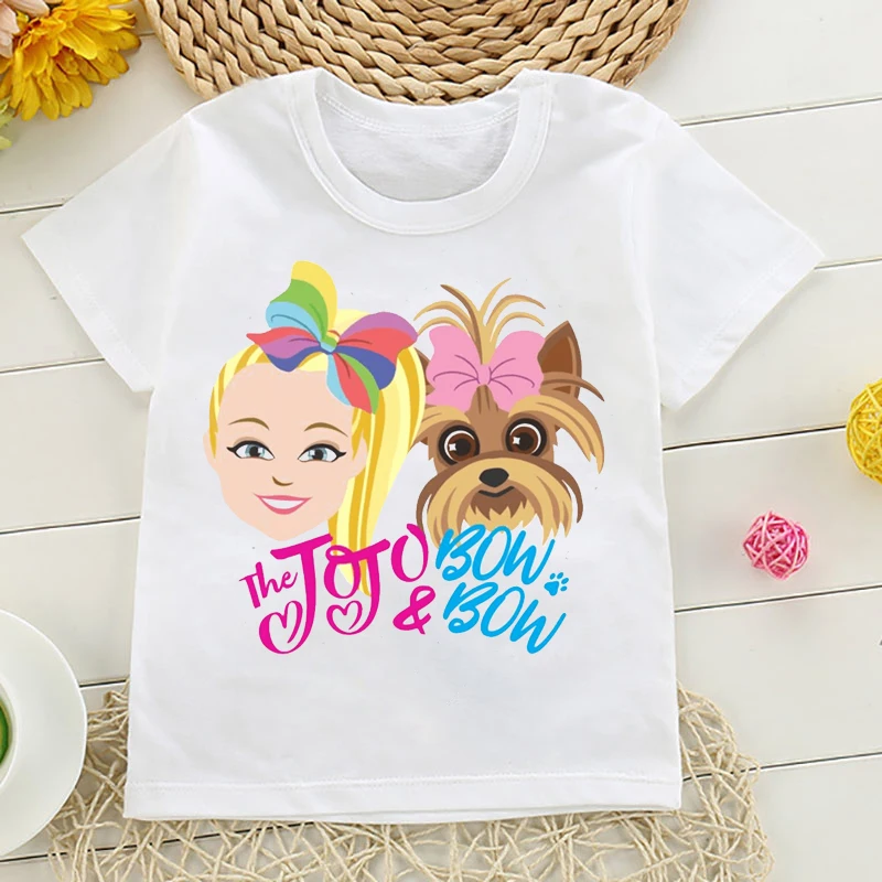 Jojo Siwa tshirts white tops children for teenagers summer t shirts Cute cartoon girls clothing fashion harajuku girls t-shirts