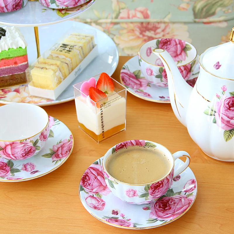 Bone china afternoon tea set European tea set British coffee cup family wedding gift