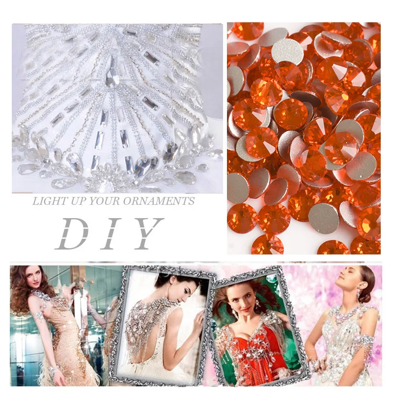 YANRUO 2058NoHF SS16-SS20 Red Light Siam Sewing Accessories Flatback Rhinestones Non Hotfix Stones Craft Crystals For Needlework