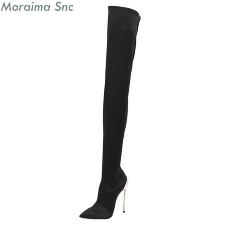 Thigh high stiletto heels high heel boots women autumn boots sexy stretch boots metal wine glass boots women Factory sales price