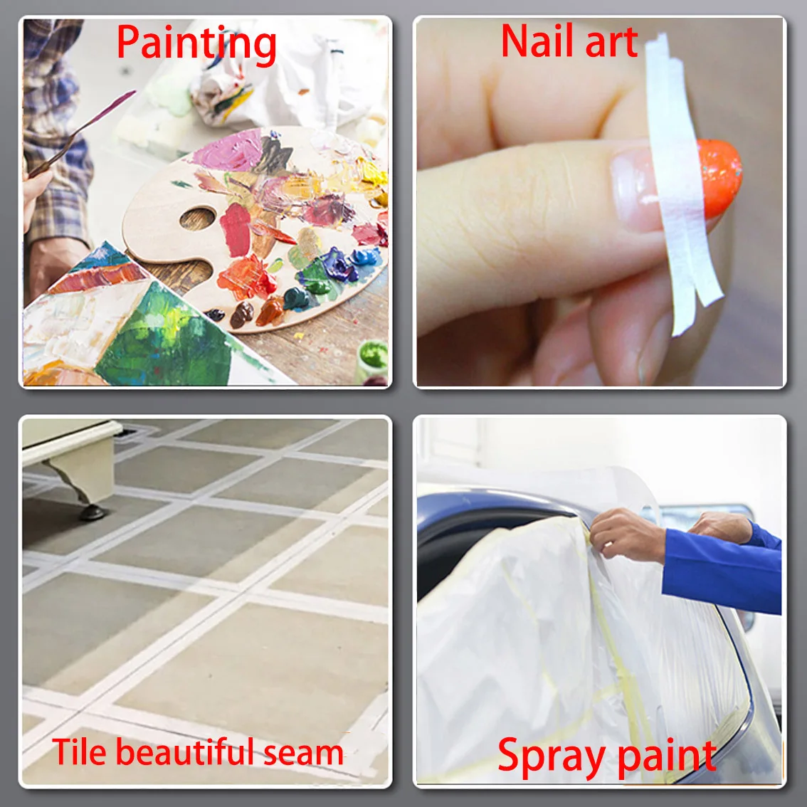 Cinta adhesiva de alta viscosidad para decoración de interiores y exteriores, rollo de 50 m/rollo de pegatinas de pintura en aerosol para coche, ancho de 8-60mm