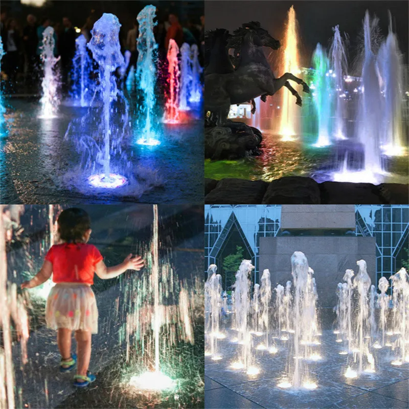 Luz de fuente lámpara de resorte luces de piscina luces de estanque de peces impermeables de acero inoxidable coloridas lámparas subacuáticas foco 12v 12w