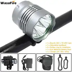 WasaFire 5200lm 4* T6 LED Bike Light Waterproof Bicycle Headlight 3 Modes Bike Front Lights with 8.4v 18650 Battery Pack