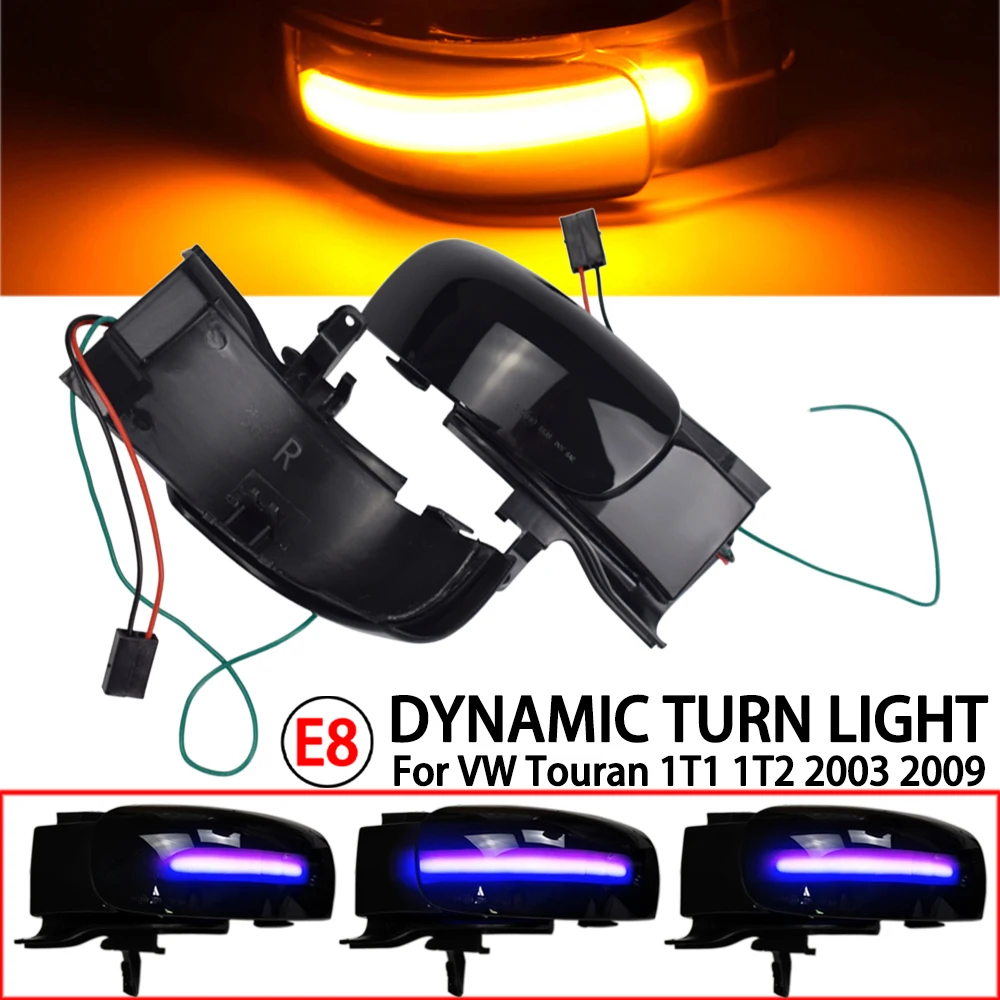 1Pair For VW Volkswagen Touran 2003-2009 Car Side Mirror Indicator LED Dynamic Turn Signal Light Blinker Lamp Accessories