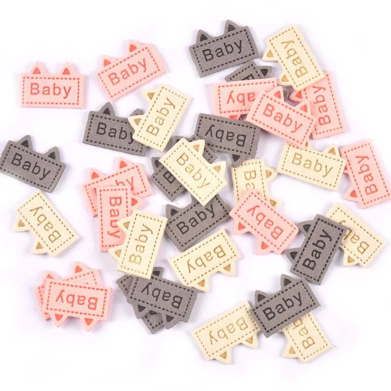 20pcs Mixed Cute Ear Labels Embossed Clothing Sewing Accessories Bags Tags Care Garment Crafts DIY Handmade Supplies 19x26mm