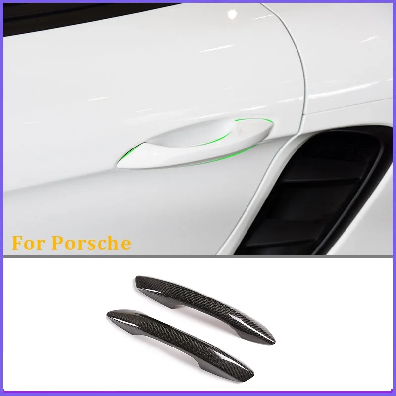 

Real Dry Carbon Fiber Car Exterior Door Handle Cover Trims External Accessories For Porsche 718 Boxster Cayman 2016-2020